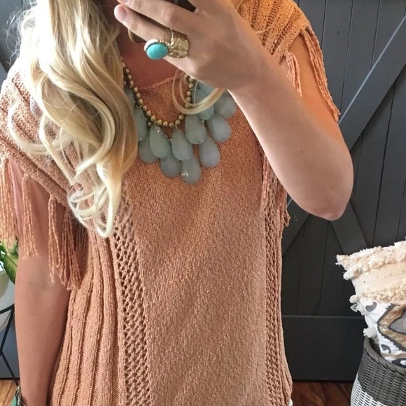 New Super Soft Chenille Fringe Sleeve Boho Sweater - Picture 6 of 7